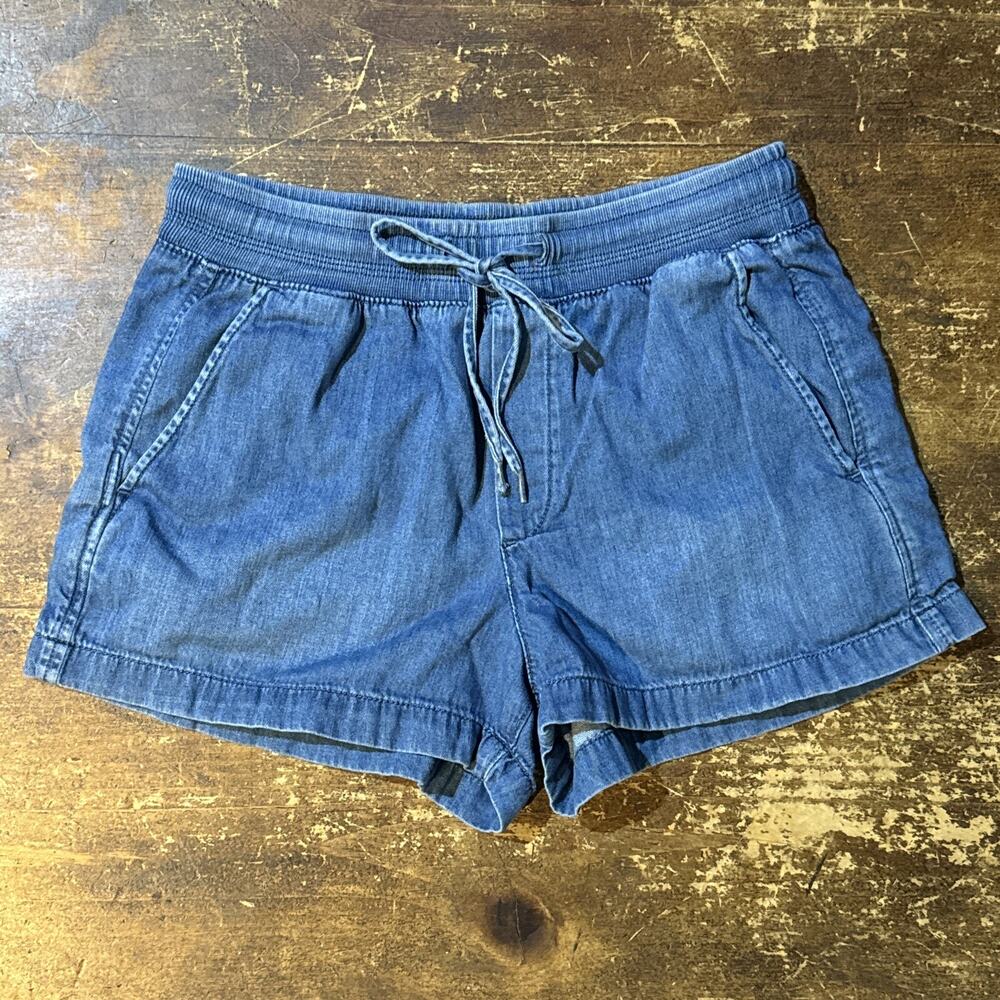Gap Chambray Shorts Women's S Blue Relaxed Elastic Waist High Rise